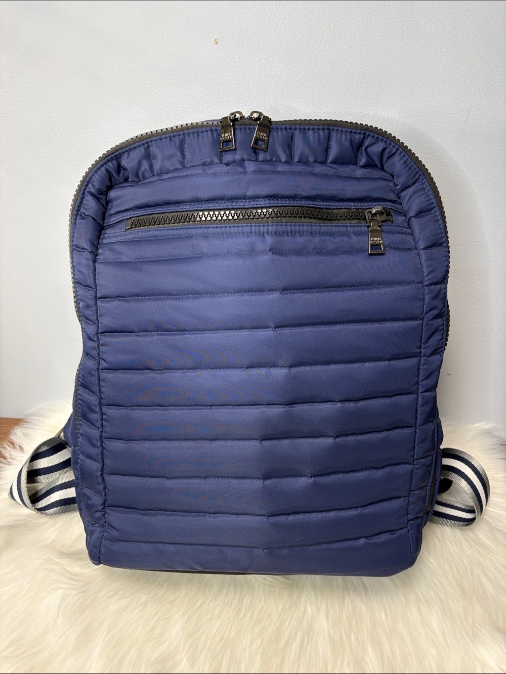Think Royln Quilted Nylon Backpack 24/7 Navy